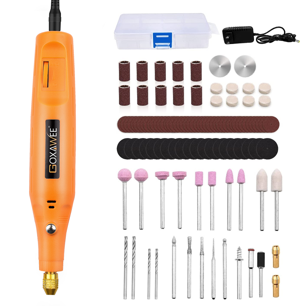 GOXAWEE 24V Mini Rotary Tool, Corded Rotary Tool with 105pcs Accessories, 18000rpm Multi-Purpose Power Rotary Tool for Handmade Crafting and DIY Creations.(Vibrant Orange)